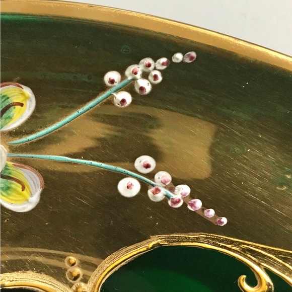 Vintage hand painted green glass with gold gilt - Picture 7 of 10